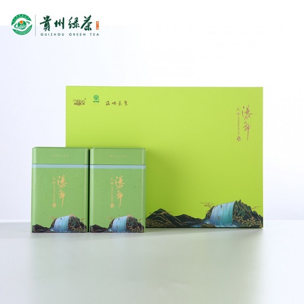 贵州绿茶 安顺瀑布茶 2021新茶 特级毛峰200克礼盒装图1